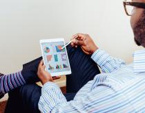 CFO looking at tablet
