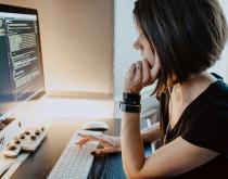 Woman working on laptop