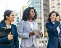 Diverse female leaders walking together