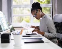 Woman working with finances
