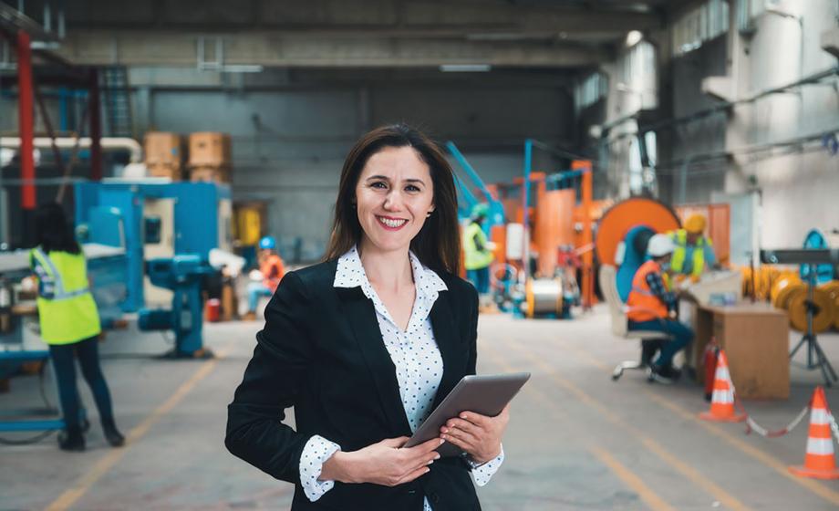 Woman on plant floor