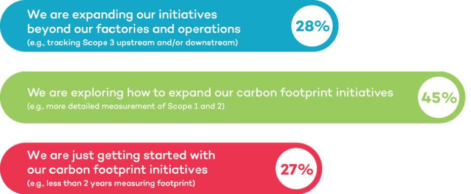 Companies’ current status on carbon footprint initiatives and strategies